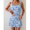 imageB2prity Tankini Swimsuit for Women Slimming Tummy Control Two Piece Bathing Suit Drawstring Swimwear Tank Top with SkirtLight Blue Whie Printed