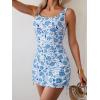 imageB2prity Tankini Swimsuit for Women Slimming Tummy Control Two Piece Bathing Suit Drawstring Swimwear Tank Top with SkirtLight Blue Whie Printed