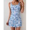 imageB2prity Tankini Swimsuit for Women Slimming Tummy Control Two Piece Bathing Suit Drawstring Swimwear Tank Top with SkirtLight Blue Whie Printed