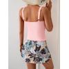 imageB2prity Tankini Swimsuit for Women Slimming Tummy Control Two Piece Bathing Suit Drawstring Swimwear Tank Top with SkirtLight Pink  Leaf
