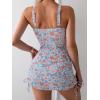 imageB2prity Tankini Swimsuit for Women Slimming Tummy Control Two Piece Bathing Suit Drawstring Swimwear Tank Top with SkirtOrange Floral Printed