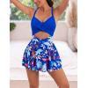 imageB2prity Women Cutout One Piece Skirt Swimsuit V Neck Wrap Tie Back Swimdress Tummy Control Bathing SuitsBlue floral