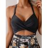 imageB2prity Women Cutout One Piece Skirt Swimsuit V Neck Wrap Tie Back Swimdress Tummy Control Bathing SuitsFlower 09