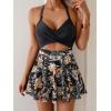 imageB2prity Women Cutout One Piece Skirt Swimsuit V Neck Wrap Tie Back Swimdress Tummy Control Bathing SuitsFlower 09