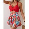 imageB2prity Women Cutout One Piece Skirt Swimsuit V Neck Wrap Tie Back Swimdress Tummy Control Bathing SuitsFlower 11