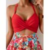 imageB2prity Women Cutout One Piece Skirt Swimsuit V Neck Wrap Tie Back Swimdress Tummy Control Bathing SuitsFlower 11