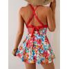 imageB2prity Women Cutout One Piece Skirt Swimsuit V Neck Wrap Tie Back Swimdress Tummy Control Bathing SuitsFlower 11