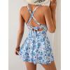 imageB2prity Women Cutout One Piece Skirt Swimsuit V Neck Wrap Tie Back Swimdress Tummy Control Bathing SuitsFlower10