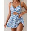 imageB2prity Women Cutout One Piece Skirt Swimsuit V Neck Wrap Tie Back Swimdress Tummy Control Bathing SuitsFlower10