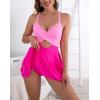 imageB2prity Women Cutout One Piece Skirt Swimsuit V Neck Wrap Tie Back Swimdress Tummy Control Bathing SuitsHot Pink