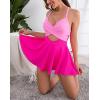 imageB2prity Women Cutout One Piece Skirt Swimsuit V Neck Wrap Tie Back Swimdress Tummy Control Bathing SuitsHot Pink