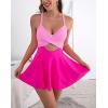 imageB2prity Women Cutout One Piece Skirt Swimsuit V Neck Wrap Tie Back Swimdress Tummy Control Bathing SuitsHot Pink