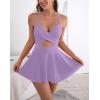 imageB2prity Women Cutout One Piece Skirt Swimsuit V Neck Wrap Tie Back Swimdress Tummy Control Bathing SuitsLight Purple