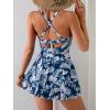 imageB2prity Women Cutout One Piece Skirt Swimsuit V Neck Wrap Tie Back Swimdress Tummy Control Bathing SuitsNavy Blue Flower