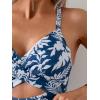 imageB2prity Women Cutout One Piece Skirt Swimsuit V Neck Wrap Tie Back Swimdress Tummy Control Bathing SuitsNavy Blue Flower