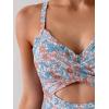 imageB2prity Women Cutout One Piece Skirt Swimsuit V Neck Wrap Tie Back Swimdress Tummy Control Bathing SuitsOrange Floral Printed