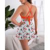 imageB2prity Women Cutout One Piece Skirt Swimsuit V Neck Wrap Tie Back Swimdress Tummy Control Bathing SuitsOrange print