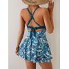 imageB2prity Women Cutout One Piece Skirt Swimsuit V Neck Wrap Tie Back Swimdress Tummy Control Bathing SuitsPrint 07