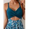 imageB2prity Women Cutout One Piece Skirt Swimsuit V Neck Wrap Tie Back Swimdress Tummy Control Bathing SuitsPrint 07