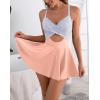 imageB2prity Women Cutout One Piece Skirt Swimsuit V Neck Wrap Tie Back Swimdress Tummy Control Bathing SuitsStripe pink