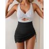 imageB2prity Women Mesh One Piece Swimdress Swimsuit Tummy Control V Neck Cutout Bathing Suit Wrap Drawstring Sarong SwimwearStripe  Black
