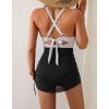 imageB2prity Women Mesh One Piece Swimdress Swimsuit Tummy Control V Neck Cutout Bathing Suit Wrap Drawstring Sarong SwimwearStripe  Black