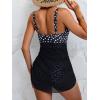 imageB2prity Womens Mesh One Piece Swimdress Swimsuit Tummy Control V Neck U Ring Bathing Suit Drawstring Sarong SwimwearBlack and White Spots