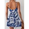 imageB2prity Womens One Piece Swim Dress Wrap Swimsuits Tummy Control Cutout Bathing Suit Mesh Split Hem SwimdessNavy Blue Printed