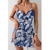 imageB2prity Womens One Piece Swim Dress Wrap Swimsuits Tummy Control Cutout Bathing Suit Mesh Split Hem SwimdessNavy Blue Printed