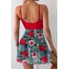 imageB2prity Womens One Piece Swim Dress Wrap Swimsuits Tummy Control Cutout Bathing Suit Mesh Split Hem SwimdessRed Flower