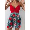 imageB2prity Womens One Piece Swim Dress Wrap Swimsuits Tummy Control Cutout Bathing Suit Mesh Split Hem SwimdessRed Flower