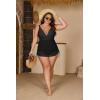 imageB2prity Womens Plus Size One Piece Swimsuit Tummy Control Swim Dress Slimming Mesh Sheer Sarong Wraps Bathing SuitBlack