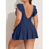 imageB2prity Womens Plus Size Swimsuit Tummy Control One Piece Swimdress Ruffle V Neck Cutout Wrap Bathing Suit with SkirtDark Blue