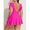 imageB2prity Womens Plus Size Swimsuit Tummy Control One Piece Swimdress Ruffle V Neck Cutout Wrap Bathing Suit with SkirtHot Pink