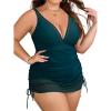 imageB2prity Womens Plus Size One Piece Swimsuit Tummy Control Swim Dress Slimming Mesh Sheer Sarong Wraps Bathing SuitPeacock Green