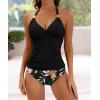 imageB2prity Halter Tankini Swimsuit for Women Tummy Control Two Piece Bathing Suit V Neck Swimwear with Shorts11