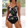 imageB2prity Halter Tankini Swimsuit for Women Tummy Control Two Piece Bathing Suit V Neck Swimwear with Shorts15