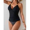 imageB2prity Halter Tankini Swimsuit for Women Tummy Control Two Piece Bathing Suit V Neck Swimwear with ShortsBlack  White Polka Dot