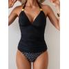 imageB2prity Halter Tankini Swimsuit for Women Tummy Control Two Piece Bathing Suit V Neck Swimwear with ShortsBlack  White Polka Dot