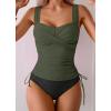 imageB2prity Tankini Swimsuits for Women Tummy Control Two Piece Bathing Suit High Waisted Wrap Swim Suit with Bottom SwimwearArmy Green  Black