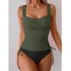 imageB2prity Tankini Swimsuits for Women Tummy Control Two Piece Bathing Suit High Waisted Wrap Swim Suit with Bottom SwimwearArmy Green  Black