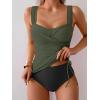 imageB2prity Tankini Swimsuits for Women Tummy Control Two Piece Bathing Suit High Waisted Wrap Swim Suit with Bottom SwimwearArmy Green  Black