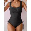 imageB2prity Tankini Swimsuits for Women Tummy Control Two Piece Bathing Suit High Waisted Wrap Swim Suit with Bottom SwimwearBlack