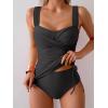 imageB2prity Tankini Swimsuits for Women Tummy Control Two Piece Bathing Suit High Waisted Wrap Swim Suit with Bottom SwimwearBlack