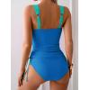 imageB2prity Tankini Swimsuits for Women Tummy Control Two Piece Bathing Suit High Waisted Wrap Swim Suit with Bottom SwimwearBlue  Mint Green