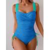 imageB2prity Tankini Swimsuits for Women Tummy Control Two Piece Bathing Suit High Waisted Wrap Swim Suit with Bottom SwimwearBlue  Mint Green