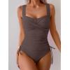 imageB2prity Tankini Swimsuits for Women Tummy Control Two Piece Bathing Suit High Waisted Wrap Swim Suit with Bottom SwimwearCoffee