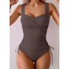 imageB2prity Tankini Swimsuits for Women Tummy Control Two Piece Bathing Suit High Waisted Wrap Swim Suit with Bottom SwimwearCoffee