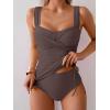imageB2prity Tankini Swimsuits for Women Tummy Control Two Piece Bathing Suit High Waisted Wrap Swim Suit with Bottom SwimwearCoffee