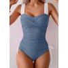 imageB2prity Tankini Swimsuits for Women Tummy Control Two Piece Bathing Suit High Waisted Wrap Swim Suit with Bottom SwimwearGrey Blue  White